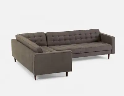 Structube Mid-Century Tufted Sectional Sofa - Charcoal Grey, View more
