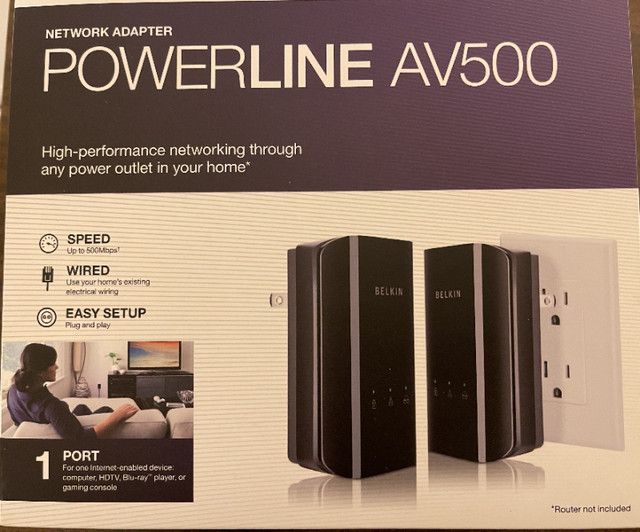 BELKIN AV500 Powerline Internet Adapters for Sale in Networking in Mississauga / Peel Region