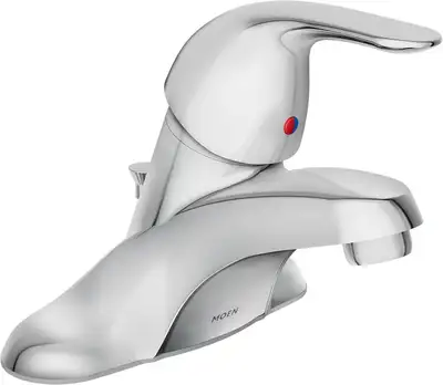 New Moen Adler one-handle low arc bathroom faucet - Chrome finish (WS84503), 4" centre set, in origi...