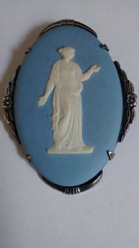 Vintage Wedgewood Light Blue Jasperware Brooch