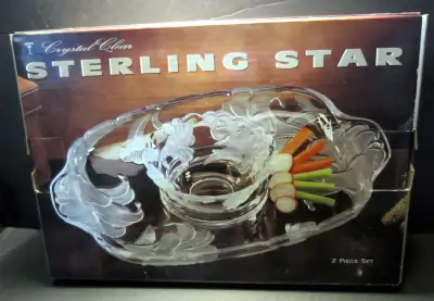 (JJD-149) Sterling Star Crystal Dip & Server 2 piece set, View more