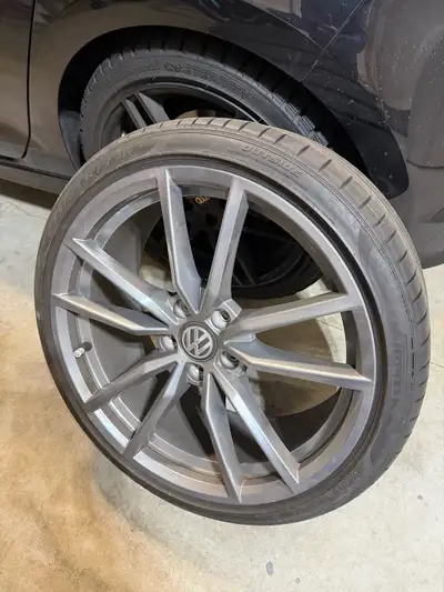 OEM Pretoria wheels from my ‘17 R. Small stone chips circled in photo. Original tires, would suggest...