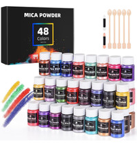 New  Mica Powder for Epoxy Resin - 10g/0.35oz Bottles, 48 Colors