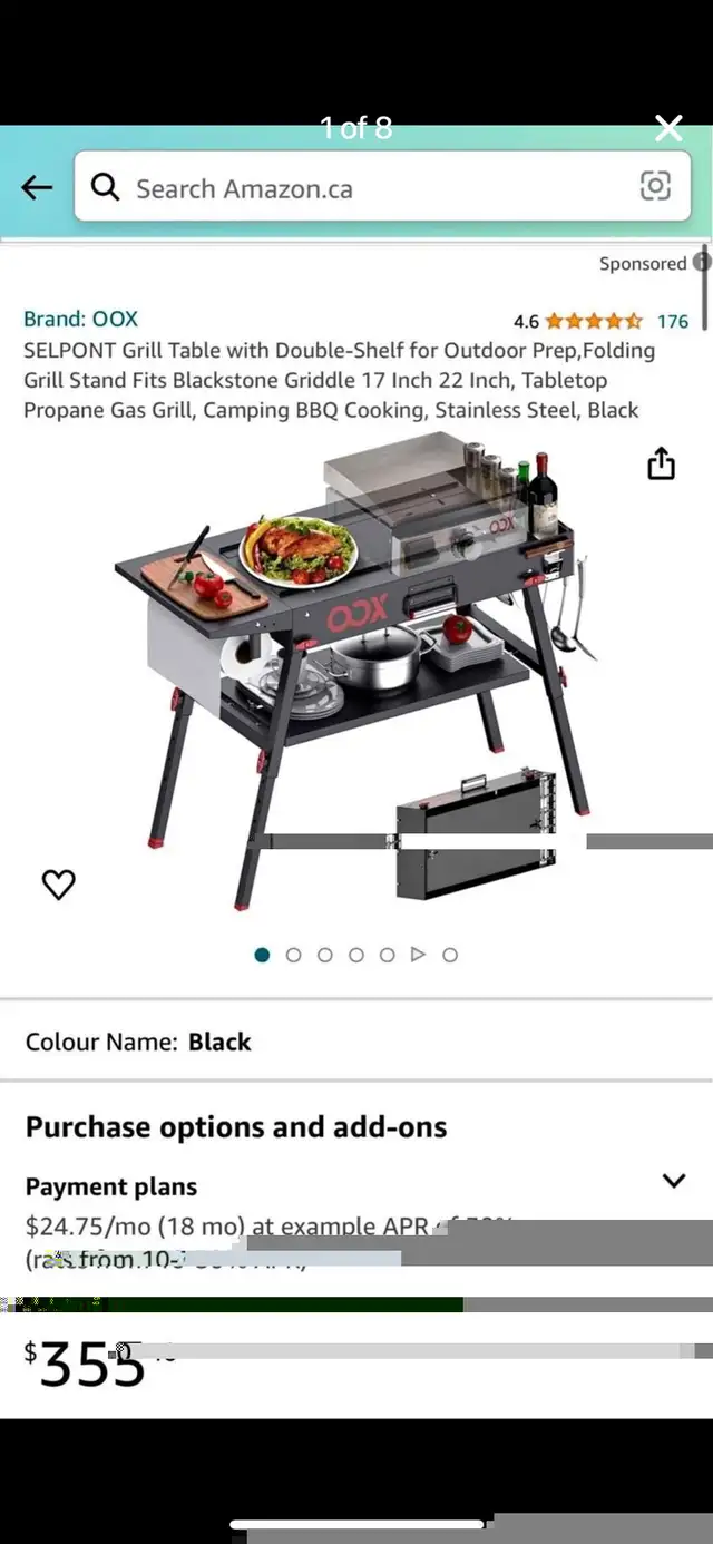 SELPONT Grill Table with Double-Shelf for Outdoor Prep,Folding G in Patio & Garden Furniture in Hamilton - Image 8