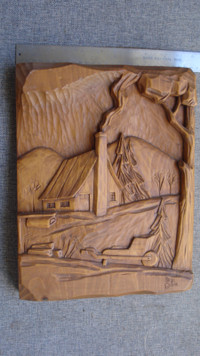 vintage Quebec carved wall hanging