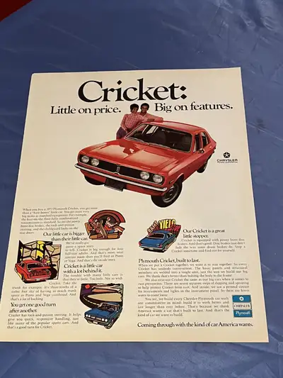 1972 Plymouth Cricket Original Ad, View more