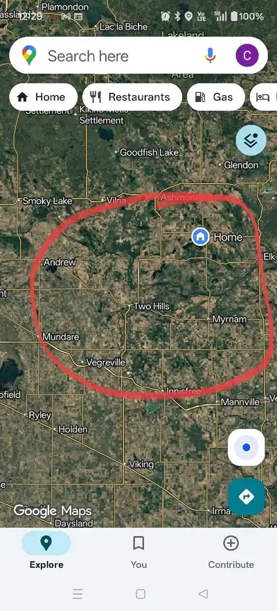 Looking for land or acreage within an hour commute of Two Hills.