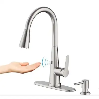 TOLLAND SINGLE HANDLE FAUCET W/ SOAP DISPENSER STAINLESS STEEL