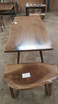 7.5 foot live edge walnut dining table on sale