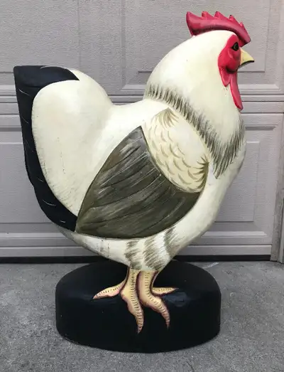 30" tall wooden chicken sculpture - 30" tall and 20" wide - in very good condition - perfect for res...
