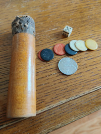 Vintage wood tube with cork stopper Gambling