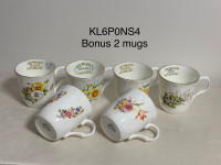 Vintage Fine Bone China Flower of the month tea / coffee mugs- S