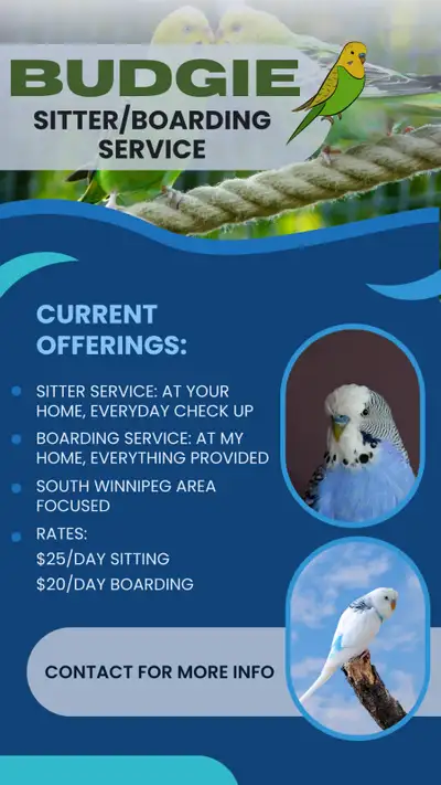 Budgie Care - Sitter/Boarding Service, View more