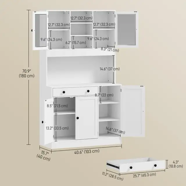 Tall Kitchen Pantry with LED Light, Freestanding Storage Cabinet in Bookcases & Shelving Units in Markham / York Region - Image 4