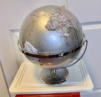 Large Silver World Globe
