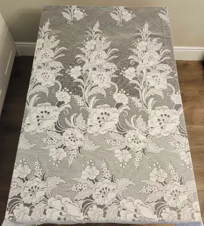 Sheer white floral lace window curtain panel , View more