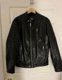 Zara men's black leather jacket