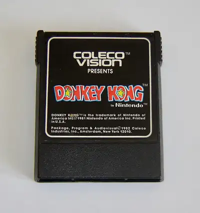 This is a Donkey Kong cartridge for the vintage Colecovision arcade game. It has been cleaned and co...