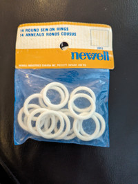 Vintage-circa 1974, 14 Round SEW-ON Rings manufactured by Newell
