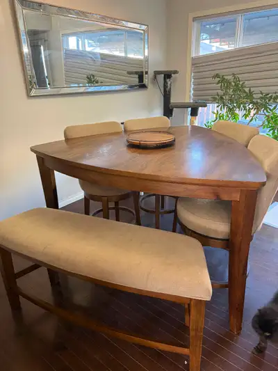 Kitchen table and 4 chairs and bench, View more
