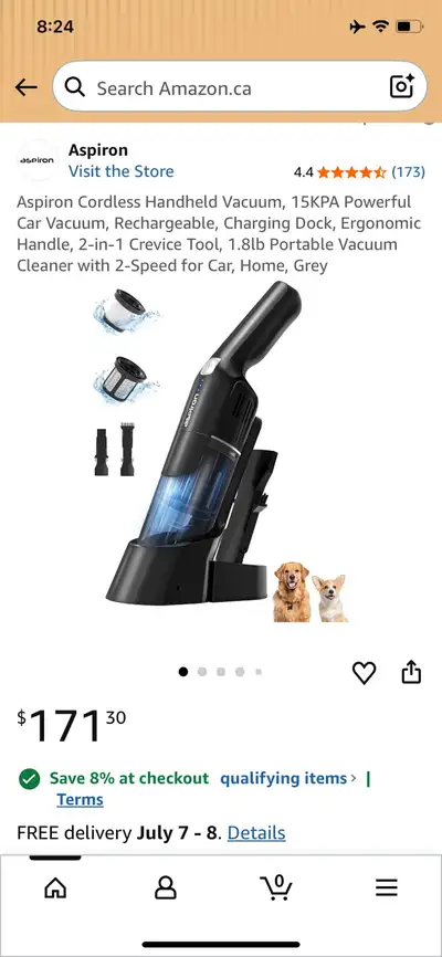 Keep your space pristine with this powerful Aspiron Cordless Handheld Vacuum, featuring a robust 15K...