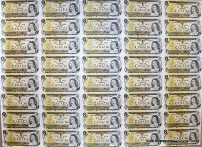 1973 Bank Of Canada - $1.00 Uncut Sheet, View more