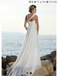 Spagetti Straps Chiffon Floor Length Wedding Dress in A-line