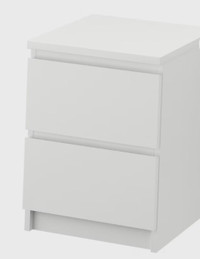 IKEA White Malm Nightstand 2 drawees 