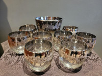 Beautiful vintage Ice bucket and roly poly glasses