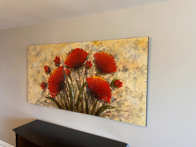 Beautiful Red Flowers Canvas Painting 6.5 ft x 3 ft in Arts & Collectibles in Oshawa / Durham Region - Image 4