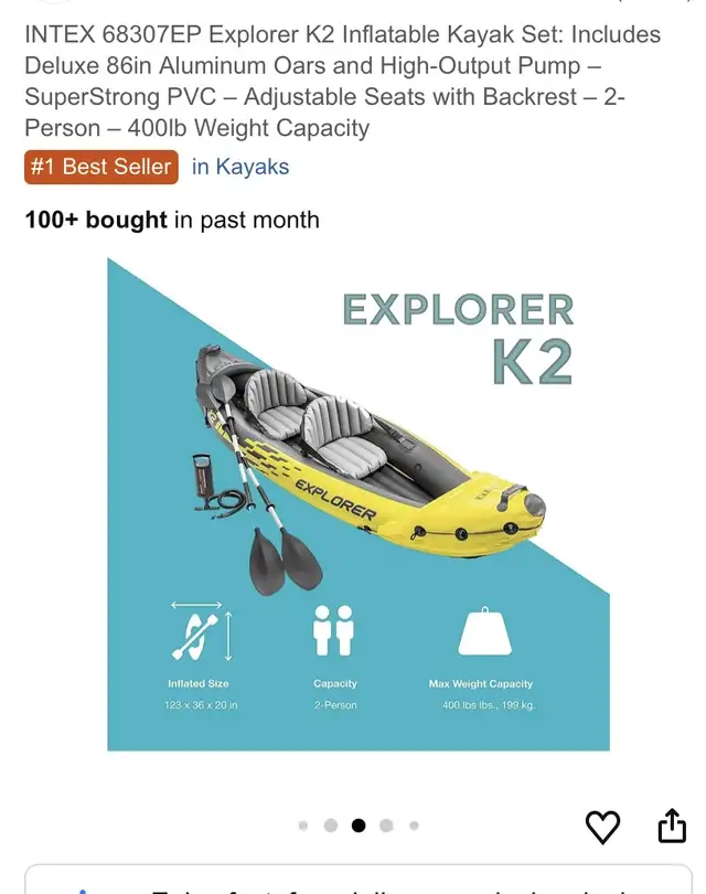 Inflatable 2 person kayak must go in Water Sports in Calgary - Image 3