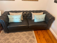 Tufted Leather Sofa Couch
