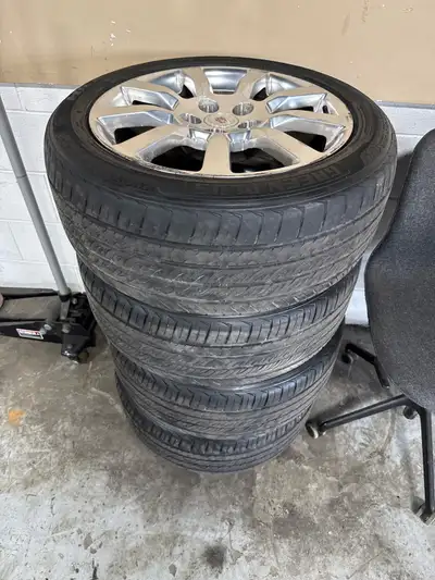 These are used 2011 Cadillac CTS rims and tires, size 235/50R18, in fair condition. They would be a...