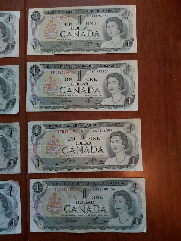 8 B of C 1973 $1 Bills Crow-Bouey EAU to ECN Numbers in Arts & Collectibles in Saint John - Image 3