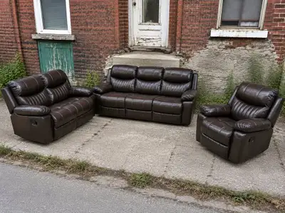 Brown Leather Reclining Sofa Set, View more