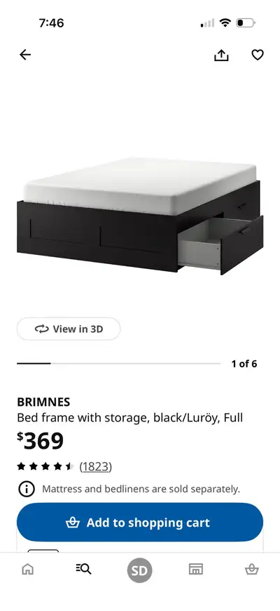 IKEA Brimnes double bed with drawers, View more