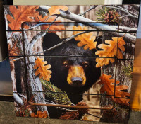 Black bear wooden picture