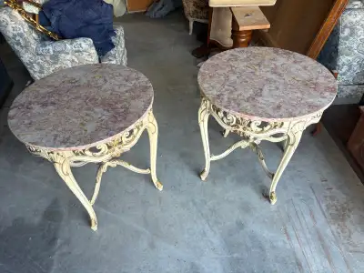 Free delivery used Pair of Vintage French Style Marble Top, View more
