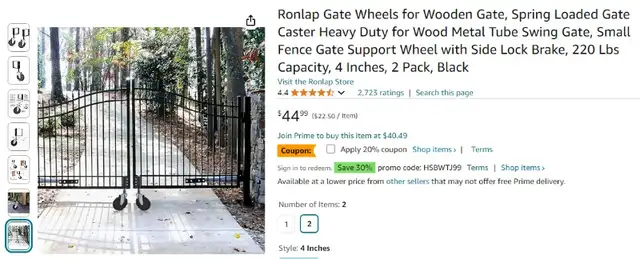 Ronlap Gate Wheels for Wooden Gate, 220 Lbs Capacity, 2 Pack in Garage Doors & Openers in City of Montréal - Image 6