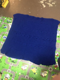 Blue knitted Baby Blanket  3 1/2x 3 1/2