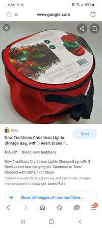 Christmas light storage bag with 3 storage reels. 