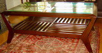 Beautiful Solid Mahogany Custom Coffee Table-Bevelled Glass Top
