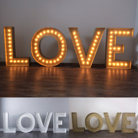 White or Gold Marquee "LOVE" letters with lights Rental