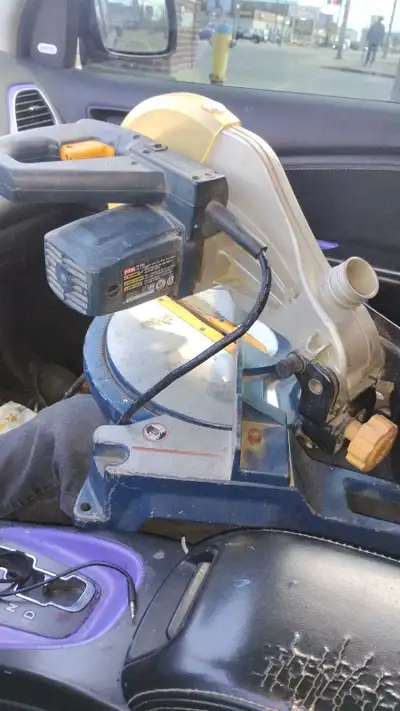 Used Ryobi miter saw, no blades or debris bag but works great. 80 obo