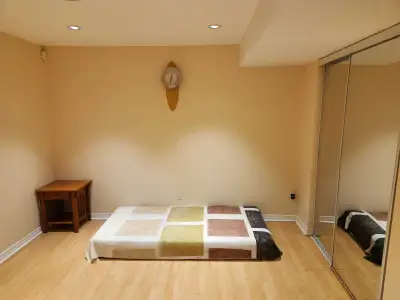 One big bedroom and a living room nicely built basement Apartment with seperate entrance from garage...