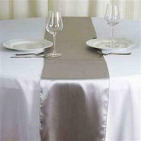 For Rent Silver Satin Table Runner 12'' x 108'' $2