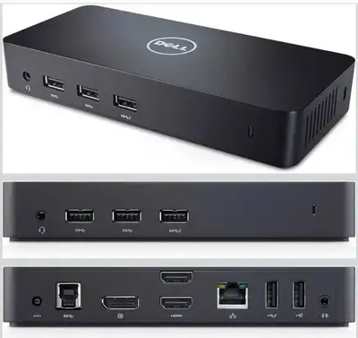 Dell USB 3.0 Ultra HD/4K Triple Display Docking Station, Black (, View more