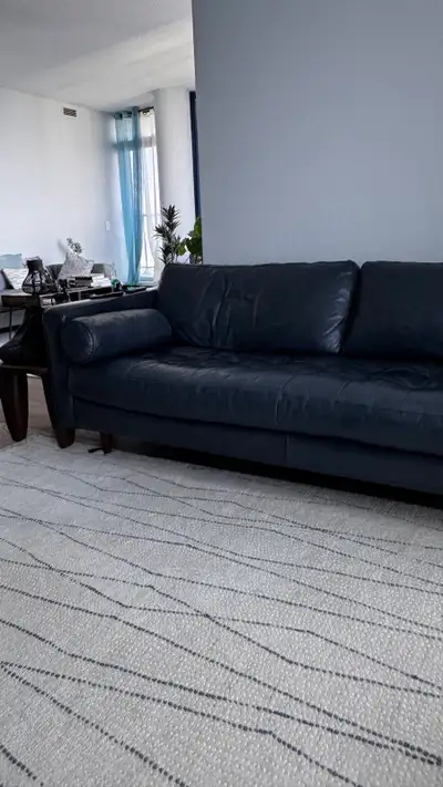 Blue leather sofa (Article) - 3 seater (Sven), View more