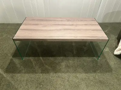 coffee table and nesting side tables glass and light wood, View more