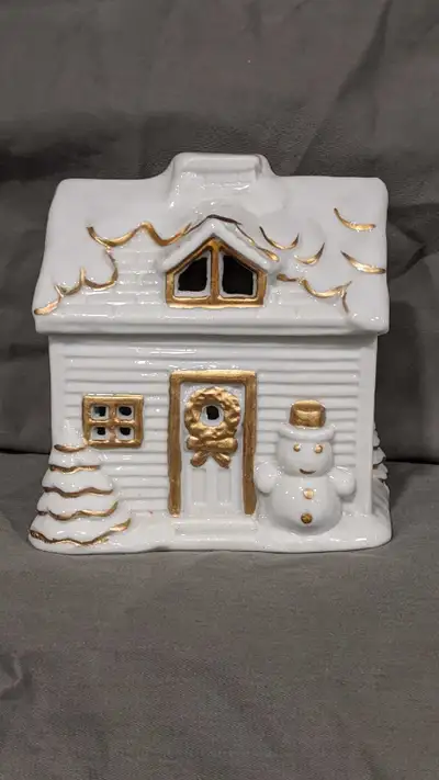 White Christmas Porcelain Snow House - uses votive candles, View more